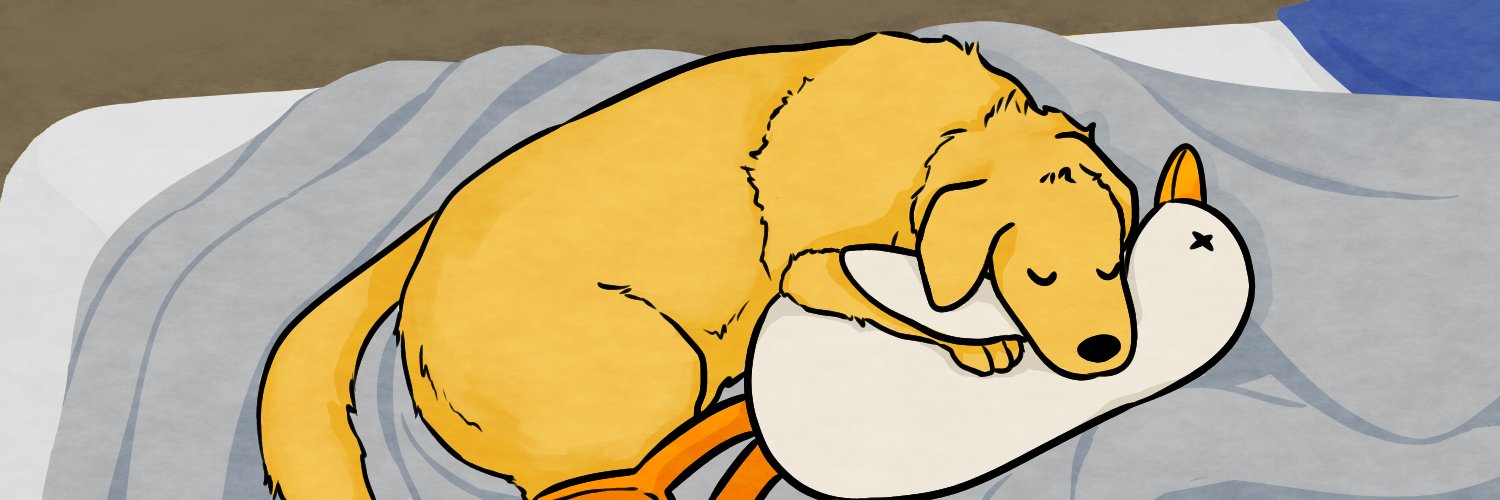 Buddy sleeping with duck